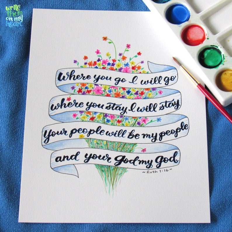Ruth 116 Scripture Art Printable Bible Verse Wall Art Etsy