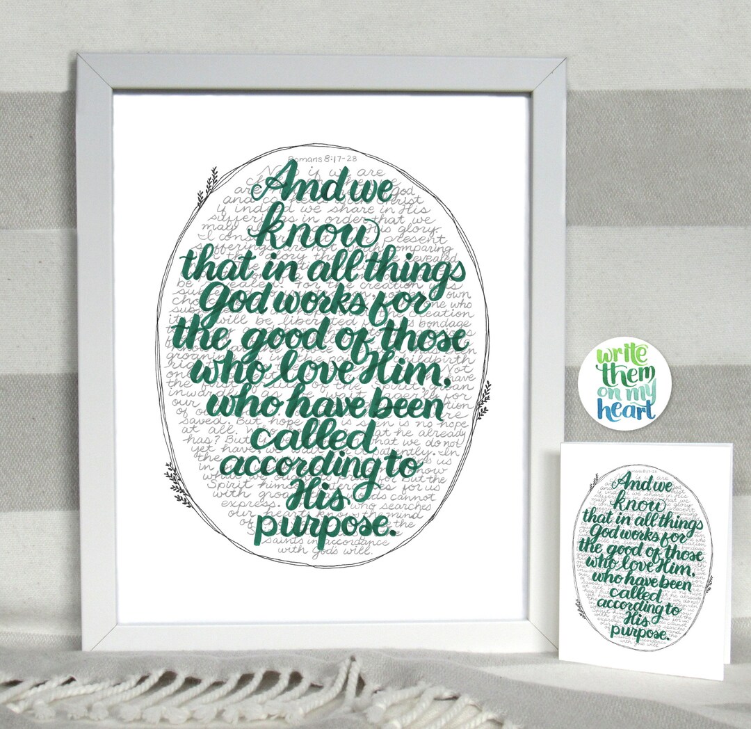 Romans 8:28, Scripture Art Printable, Bible Verse Wall Art, 8x10, 5x7 ...