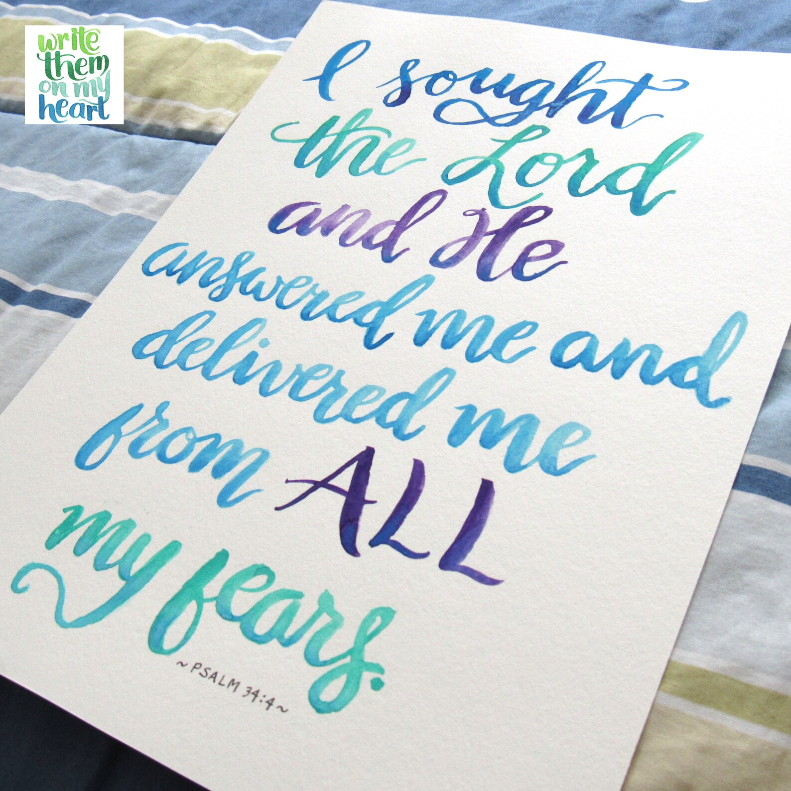 Psalm 34:4 Scripture Art Printable Bible Verse Wall Art | Etsy