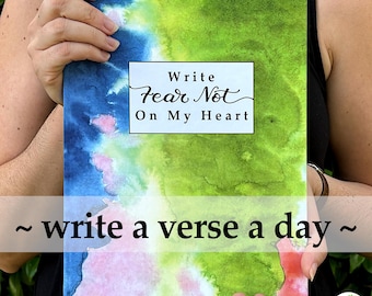Scripture Writing Journal, 365 Fear Not Bible Verses, Fear and Anxiety Bible Study, Write Fear Not On My Heart Bible Study Journal