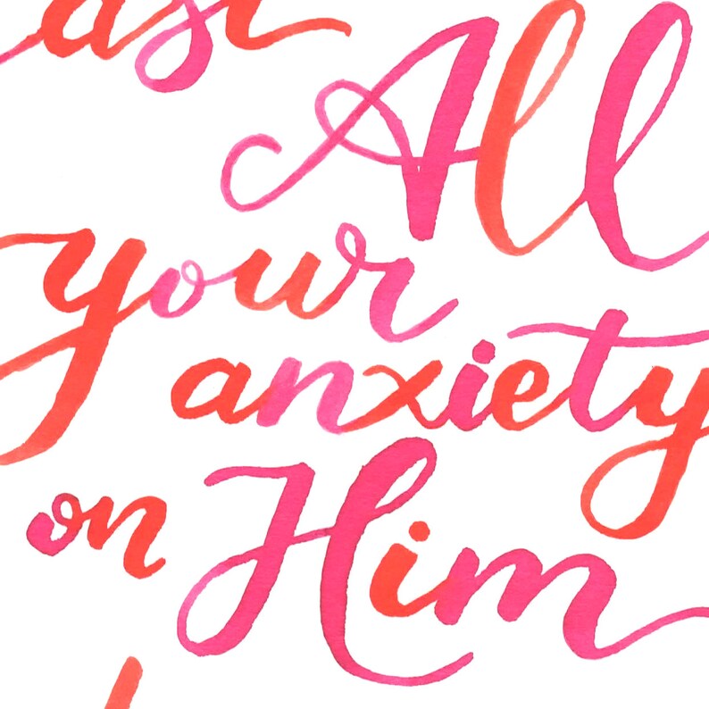 1 Peter 5 7 Watercolor Bible Verse Printable Anxiety Bible Etsy