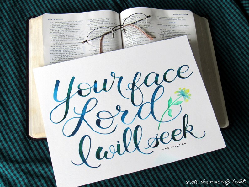 Psalm 27 8 Bible Verse Printable Watercolor Scripture Wall Etsy