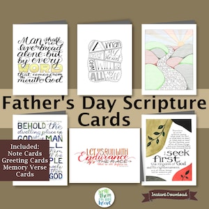 Cartes bibliques pour la fête des pères, 6 cartes imprimables pour la fête des pères, versets bibliques imprimables, 5 x 7 cartes de voeux bibliques pour les papas, jeu de cartes de correspondance pour hommes