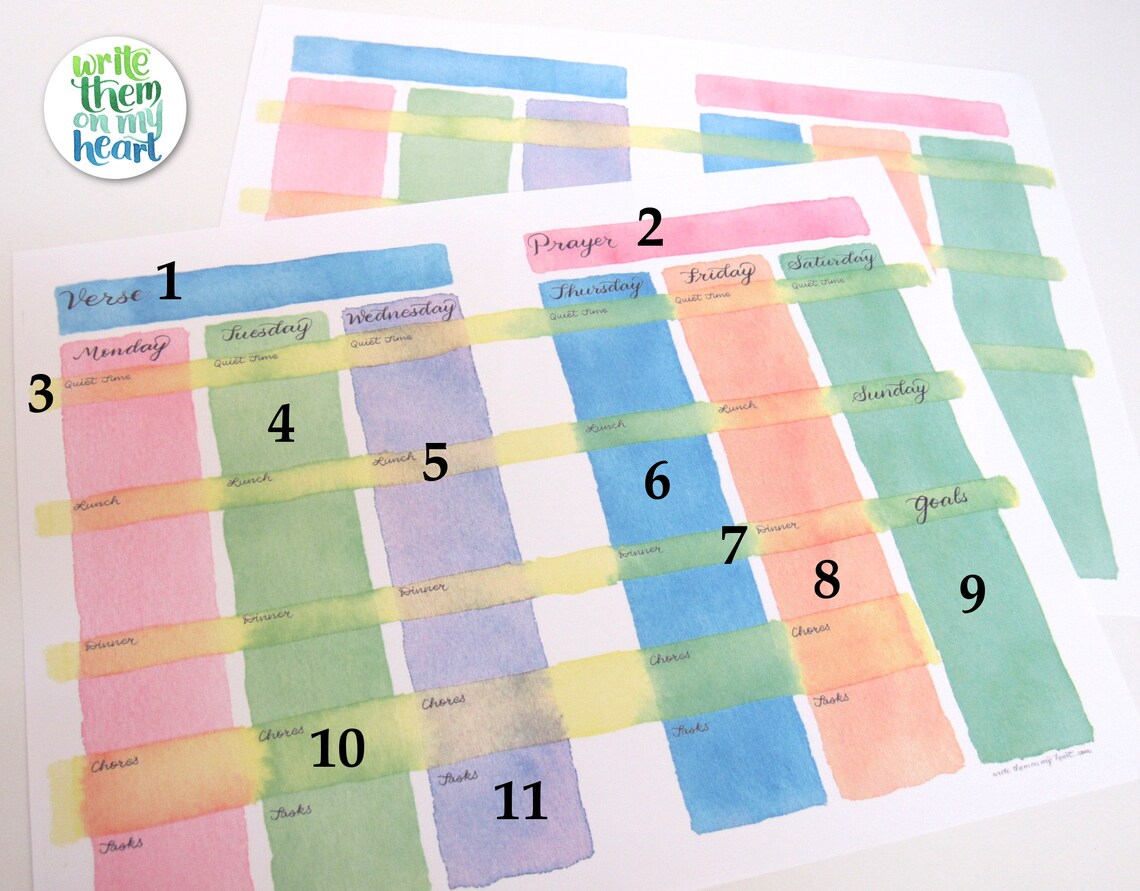 Christian Weekly Planner Pages Vertical Agenda Printable - Etsy