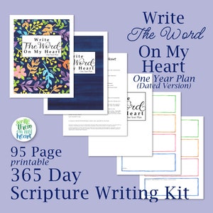 Bible In A Year Guide Printable Bible Study Notebook Pages, One Year Bible Reading Plan, Bible Study Worksheets, 365 Scripture Writing Plan