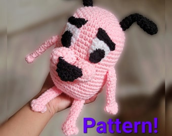 Cowardly Dog Crochet Pattern PDF| amigurumi pattern| Courage Dog| beginner crochet pattern|