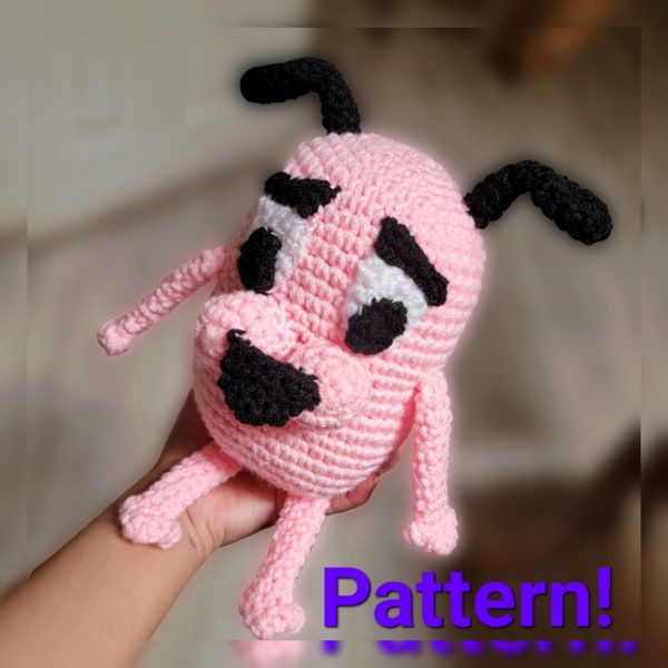 Cowardly Dog Crochet Pattern PDF| amigurumi pattern| Courage Dog| beginner crochet pattern|