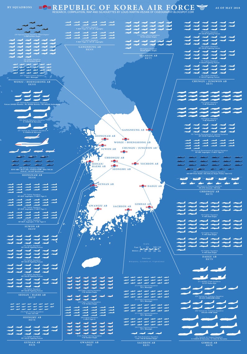 Aviation poster The Republic of Korea Air Force Infographic Etsy