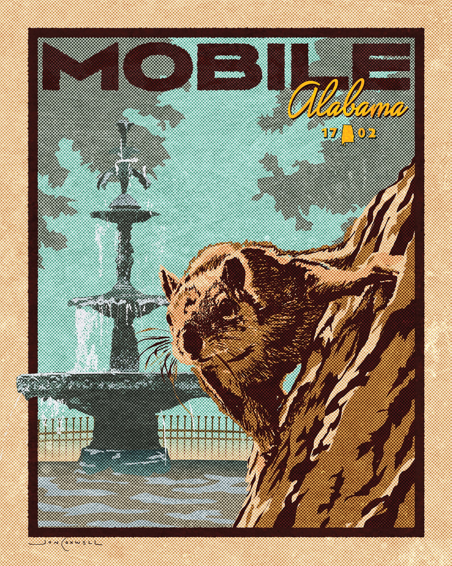 Mobile Alabama Art Print Downtown Poster Bienville Square Etsy