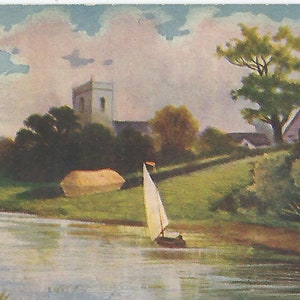 Sailboat Scenes-Three Vintage Postcards c.1920&#39;s