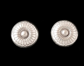 Clip-on Navajo Button Earrings Silver Hand Stamped - Etsy