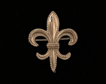 Antique fleur de lis pin brooch or pendant, Sterling silver, 1930's, Victorian style pendant