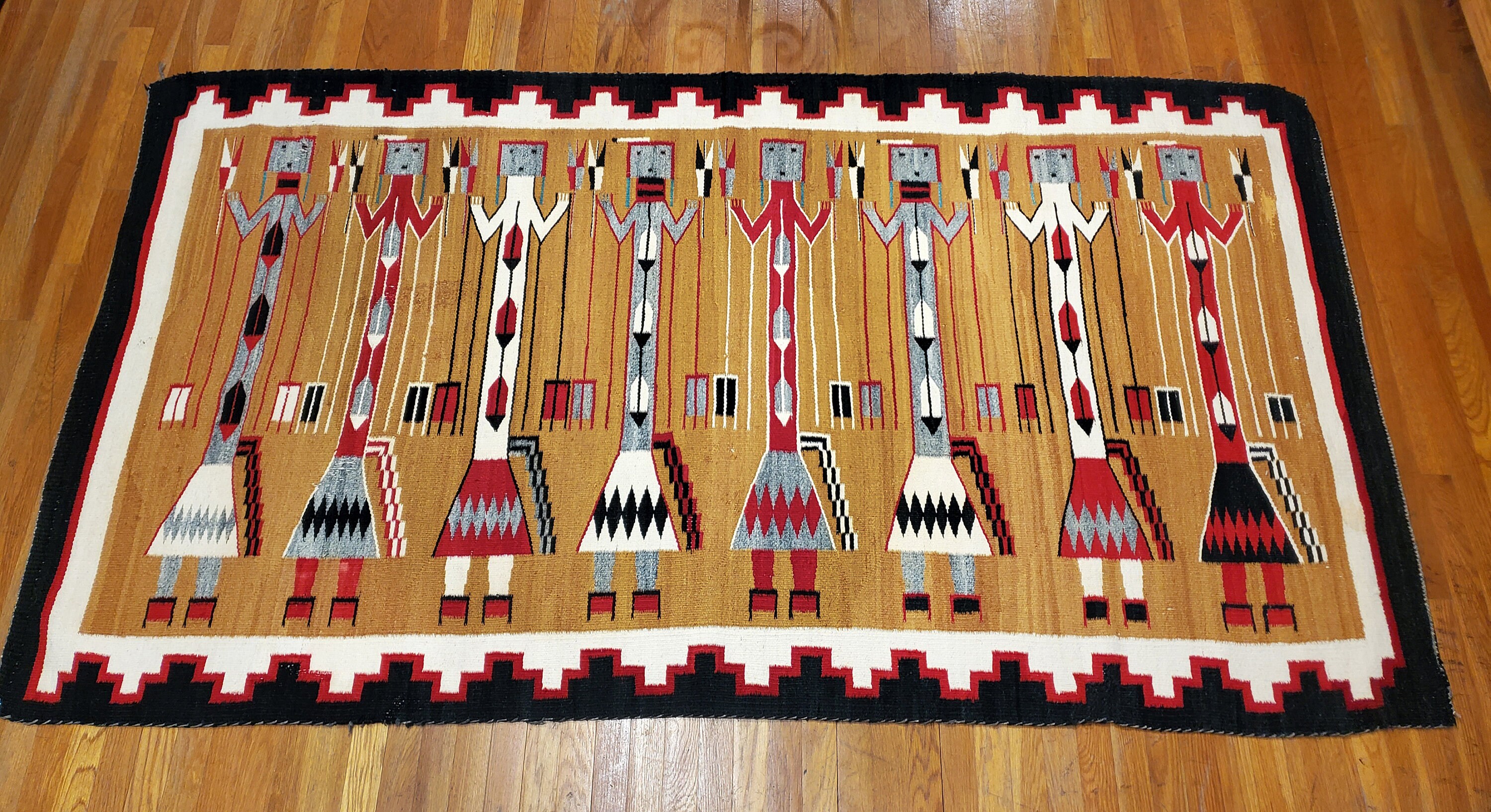 VTG Navajo Yei Rug, Eight Yei Figures With the Traditional Border ...