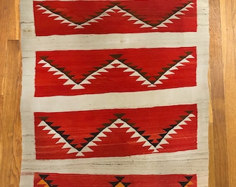 Navajo Transitional Blanket, asymmetrical, vintage 1890s, Native American textile, hand-woven sheep's wool, Navajo wall hanging