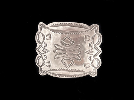 Navajo small vintage belt buckle, hand stamped co… - image 1