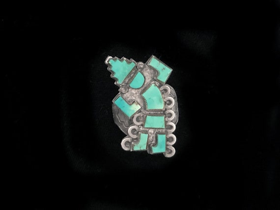 Zuni inlay statement ring size 8, Sleeping Beauty