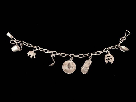 Vintage Mexican Charm Bracelet, 1930s, With Silver Charms