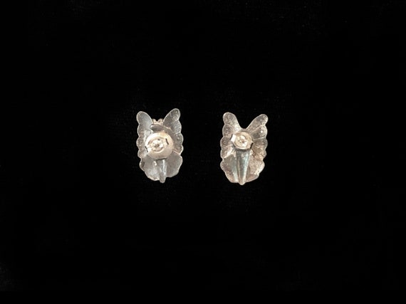 Navajo made butterfly earrings, 1930s, hand stamp… - image 2
