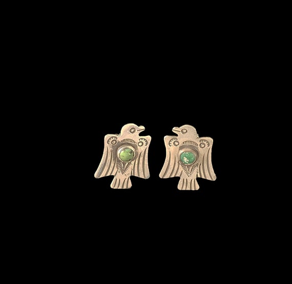 Navajo thunderbird Fred Harvey earrings, sterling… - image 1