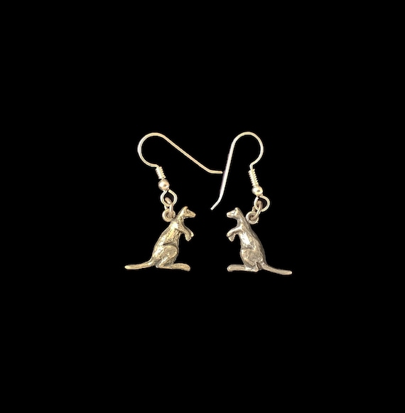 Silver kangaroo dangle earrings, vintage 1930s Me… - image 1