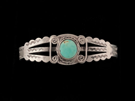 Fred Harvey bracelet with natural turquoise, Nava… - image 1