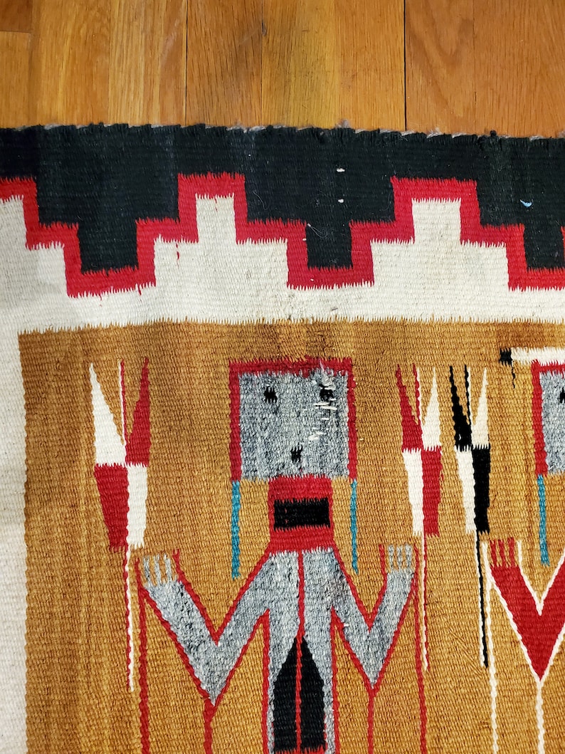 Navajo Yei Rug, Eight Yei Figures With the Traditional Border, Native ...