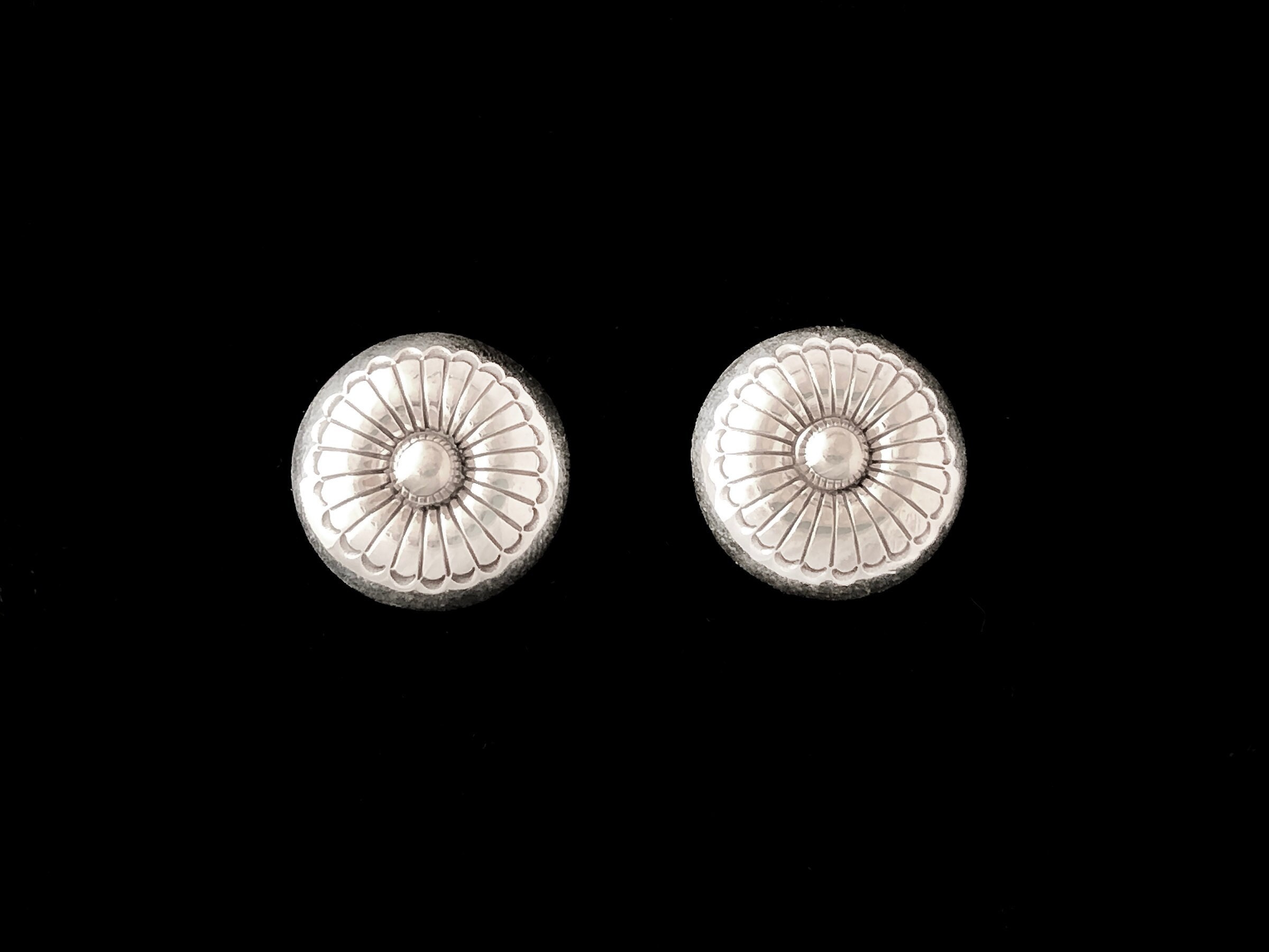 Clip-on Navajo Button Earrings Silver Hand Stamped - Etsy