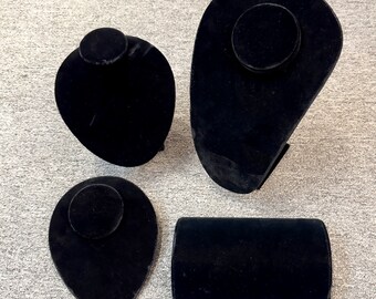Set of black velvet necklace display forms