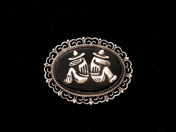 Mexican Taxco vintage pin from 1930s , sterling s… - image 1