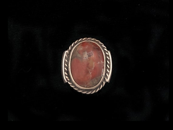 Vintage Navajo petrified wood statement ring, Nat… - image 1