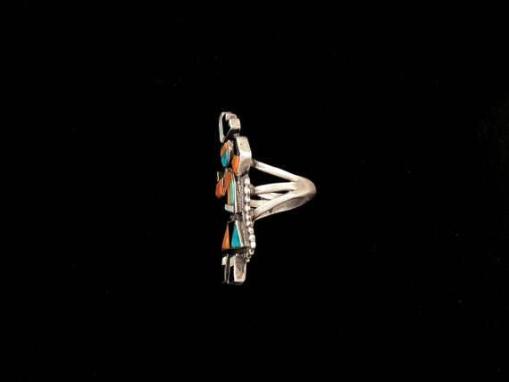 Zuni inlay statement ring, rainbow yei dancer des… - image 3