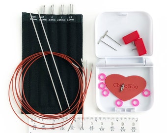 ChiaoGoo - Ensemble d'aiguilles à tricoter interchangeables en acier inoxydable Twist Red Lace Mini 5" (13 cm) 7500-M