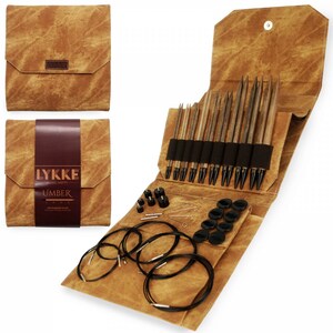 LYKKE 6'' (15cm) DPN set 2.0mm-3.75mm / US 0-5 - Double pointed knitting  needle set - Driftwood black
