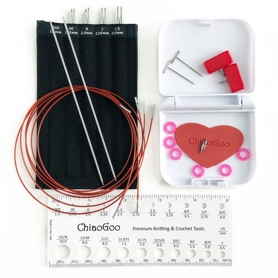 Chiaogoo Twist Red Lace Mini 5 13 Cm 7500-M Stainless Steel Interchangeable  Knitting Needles Set 