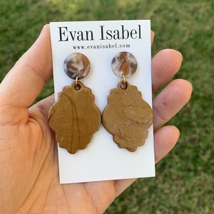 Gold clay statement earrings