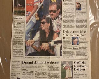 NASCAR Dale Earnhart  2001 dies original newspaper