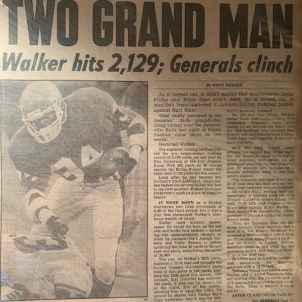 USFL Herschel Walker New Jersey Generals rushing champion football 1985