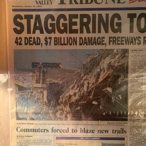 Original Zeitung 1994 Erdbeben Kalifornien