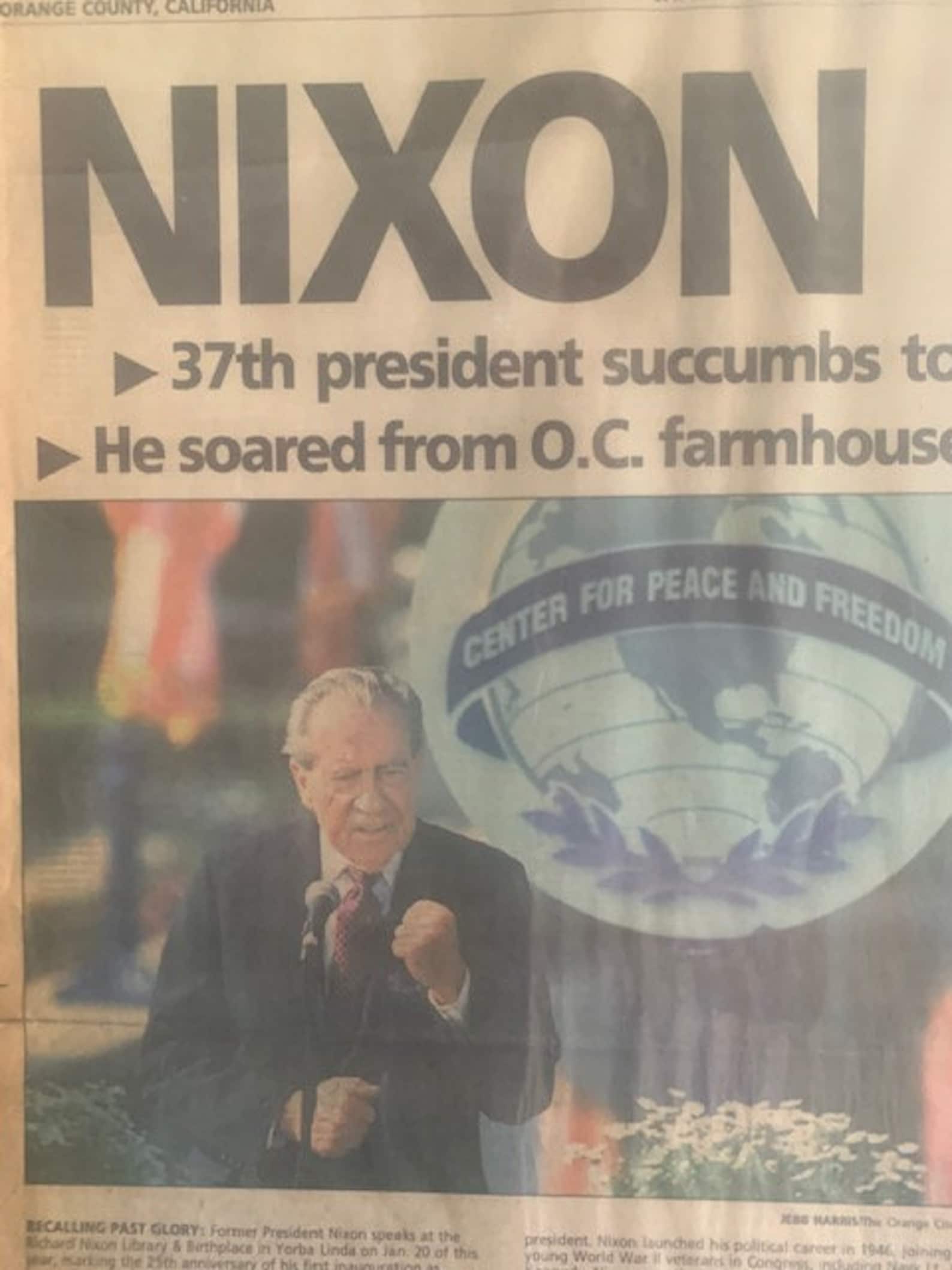1997 President NIXON Dies ORIGINAL Newspaper Etsy
