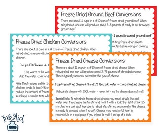 Freeze Dried MEATS | Food Storage Cook Book 4x6 Recipe Cards | Printable Digital Download PDF | Thrive #10 Can Prepper Preparedness
