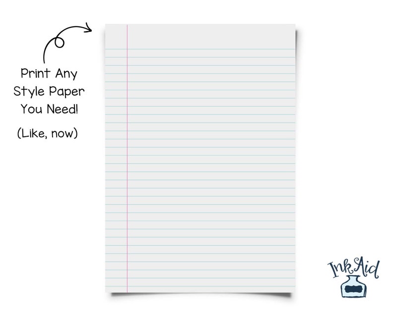 Graph Paper Printable PDF Format \u2022 Turn Any 8.5 x 11 Printer Paper into Note book Paper Digital Print Your Own Notebook /& School Paper