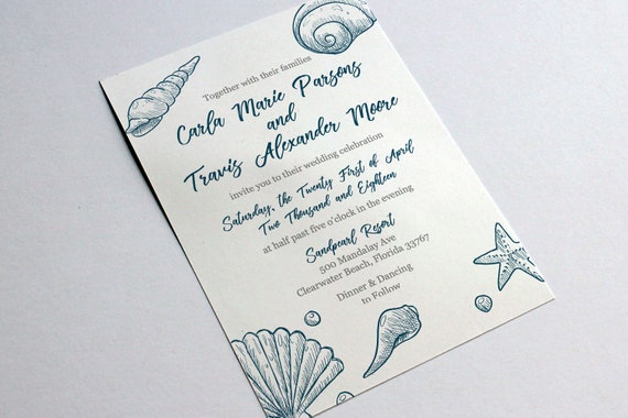 Maritime Hochzeit Einladung Vorlage Wort Strand Blue Sea Etsy