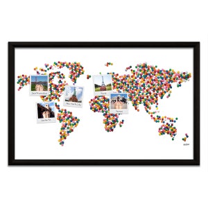 World Map Push Pin Board • Rainbow of Colorful Gumball Candy Art