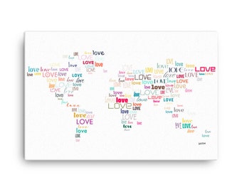 Tipografia e mondo mappa tela • amore font