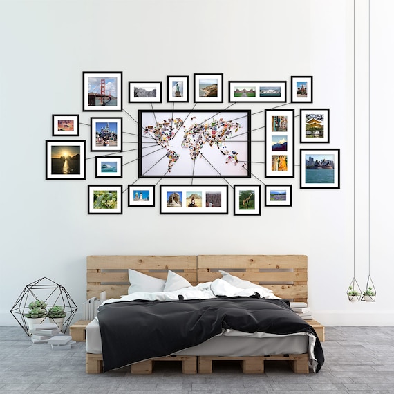 World Map Push Pin Board Tiny Found Objects Feathers Dragonflies Seaglass And More