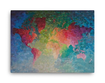 World Map Canvas • Colorful Collage