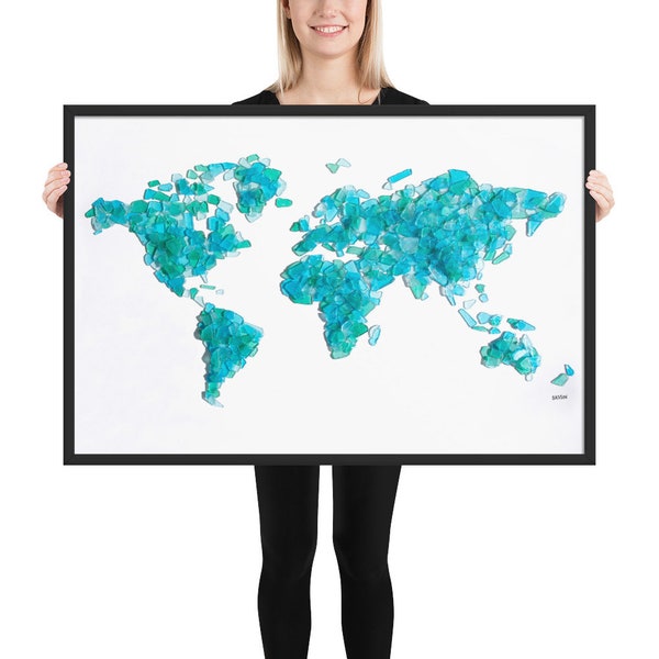 Glass World Map Wall Art - Etsy