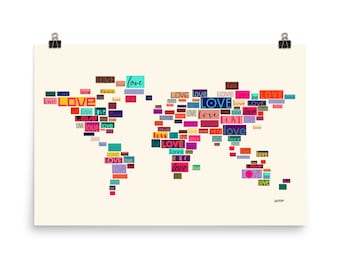 World Map Poster • LOVE Graphic Typeface Fonts