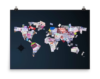 World Map Poster • Women Rising Protest and Empowerment Signs • Women's Rights Social Justice Feminism