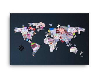 World Map Canvas • Women Rising Protest and Empowerment Signs • Women's Rights Social Justice Feminism
